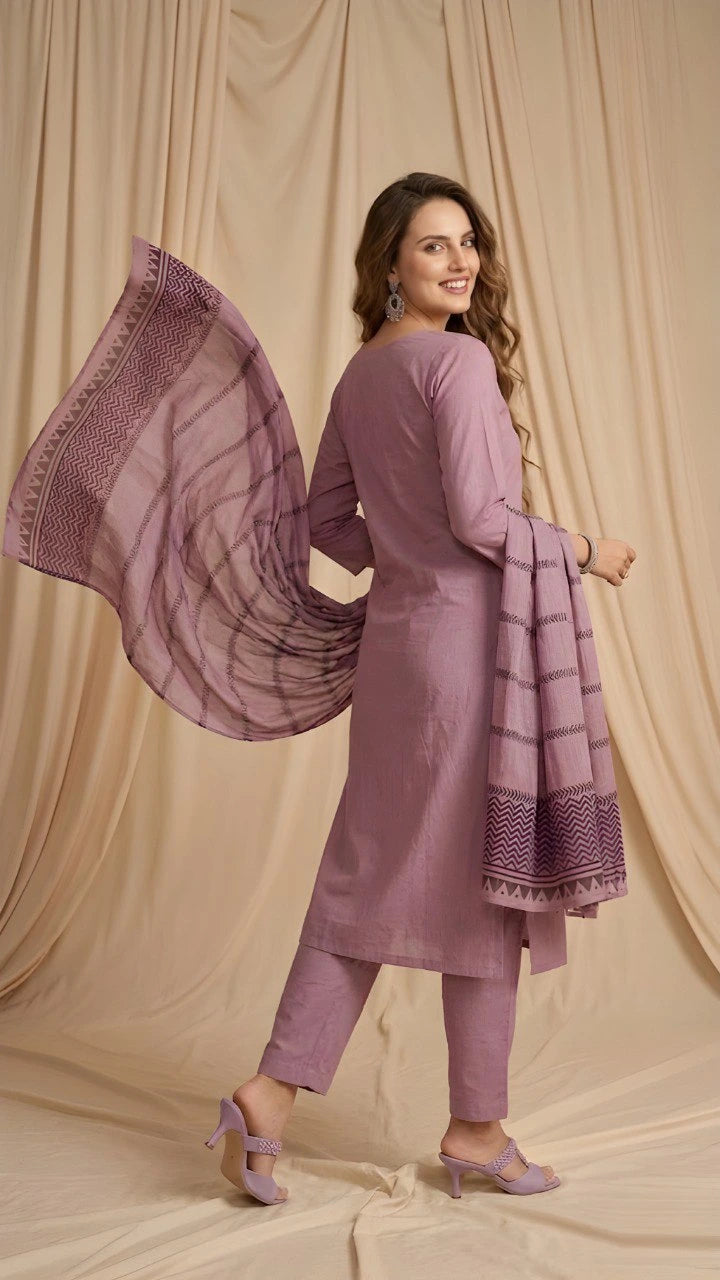 Lavender Pink Cotton Kurti